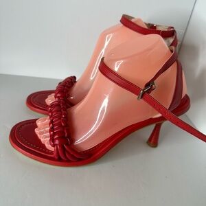 Napoleoni Italian leather strap heel sandals in Red
